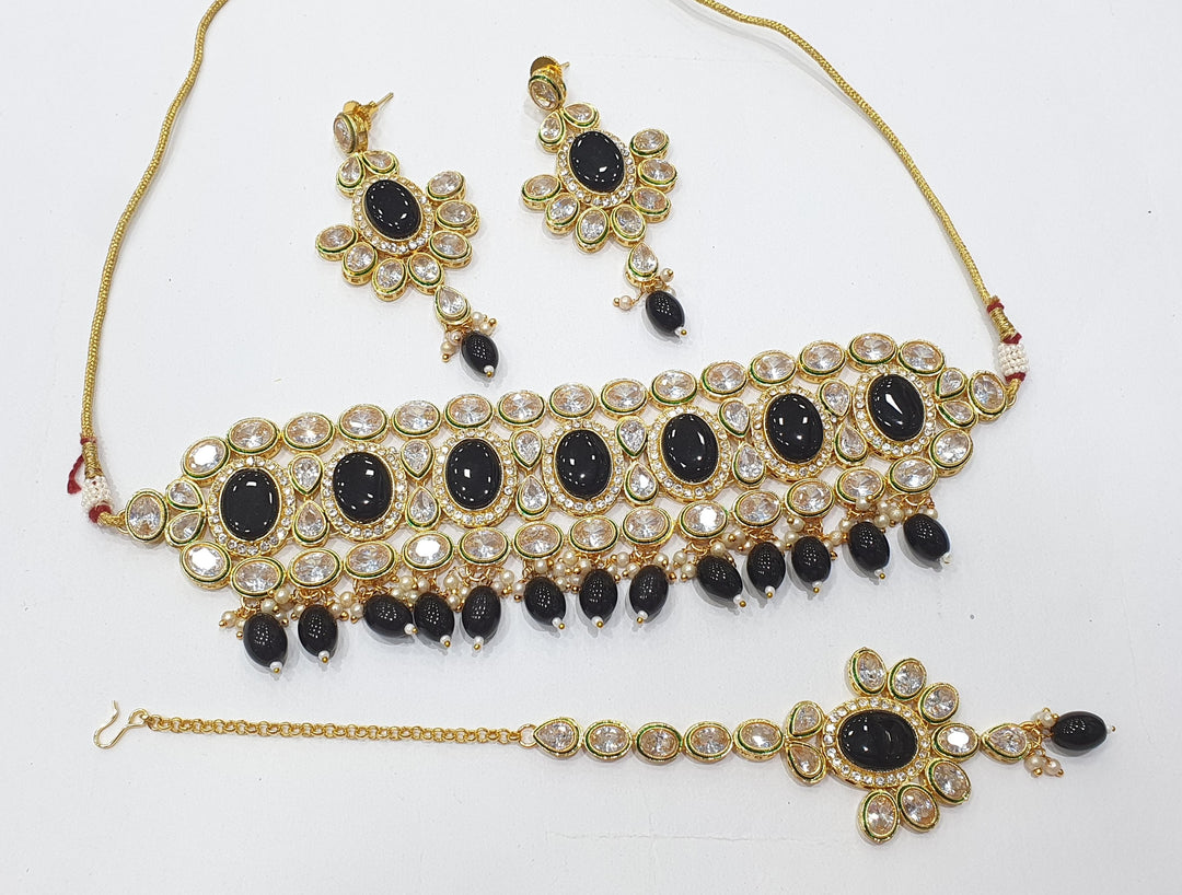 Brass Kundan Choker Set (4)