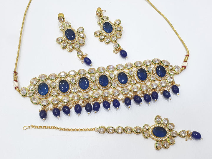 Brass Kundan Choker Set (4)