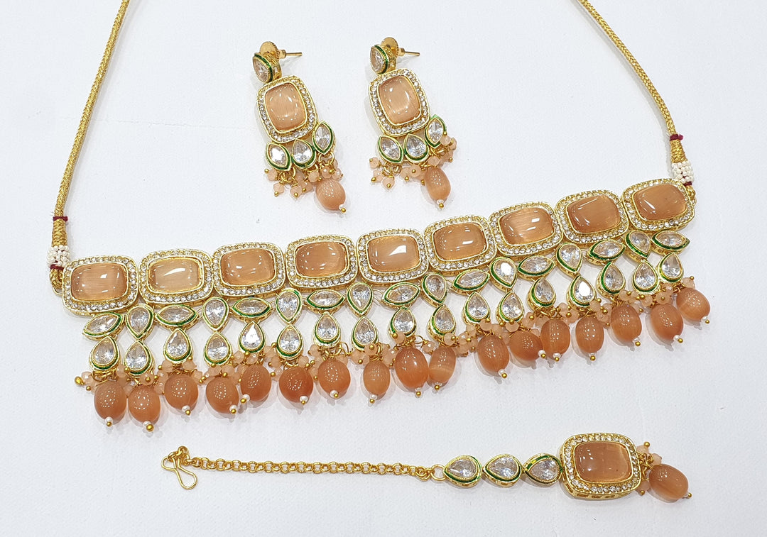 Brass Kundan Choker Set (6)