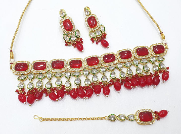 Brass Kundan Choker Set (6)