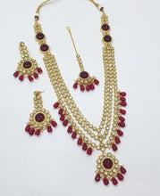 Load image into Gallery viewer, Brass Kundan Long Necklace Set (7)