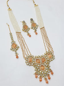 Brass Kundan Long Necklace Set (11)