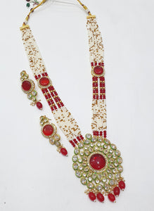 Brass Kundan Long Necklace Set (10)