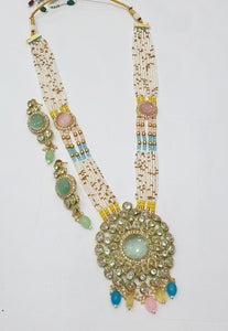 Brass Kundan Long Necklace Set (10)