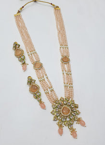 Brass Kundan Long Necklace Set (9)