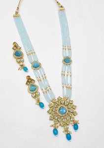 Brass Kundan Long Necklace Set (9)