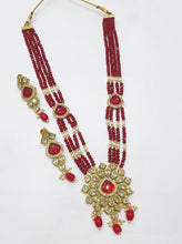 Load image into Gallery viewer, Brass Kundan Long Necklace Set (9)