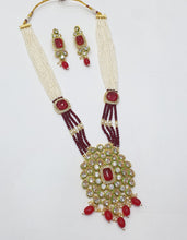 Load image into Gallery viewer, Brass Kundan Long Necklace Set (6)