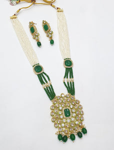 Brass Kundan Long Necklace Set (6)