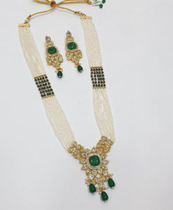 Brass Kundan Long Necklace Set (4)