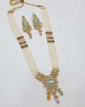 Load image into Gallery viewer, Brass Kundan Long Necklace Set (4)