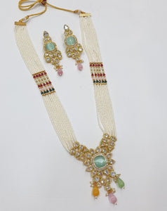 Brass Kundan Long Necklace Set (4)