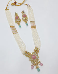 Brass Kundan Long Necklace Set (4)