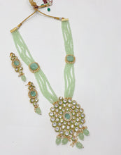 Load image into Gallery viewer, Brass Kundan Long Necklace Set (3)