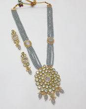 Load image into Gallery viewer, Brass Kundan Long Necklace Set (3)