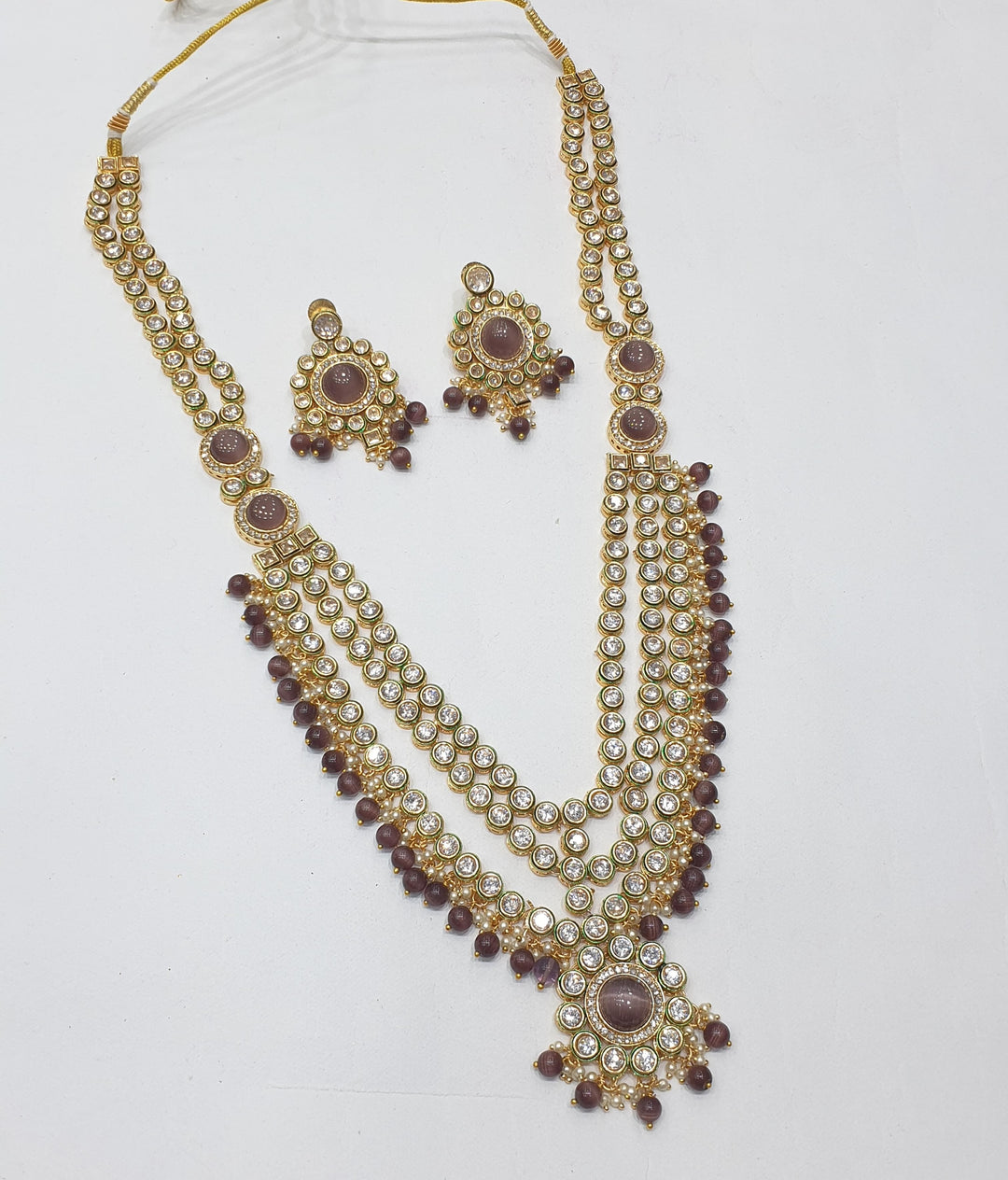 Brass Kundan Long Set