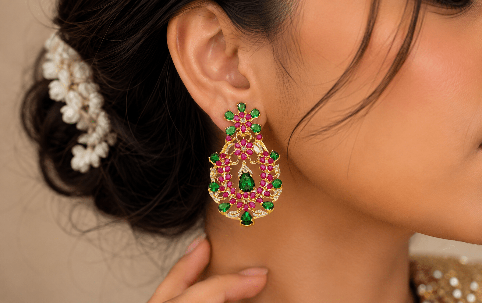 Ansa Earrings 11401 - KRISHNA'S SWETA JEWELLERY