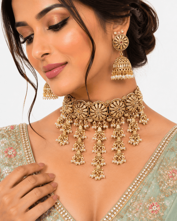 Antique Choker 04629 - KRISHNA'S SWETA JEWELLERY