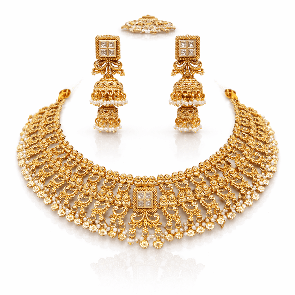 Antique Necklace 08265 - KRISHNA'S SWETA JEWELLERY