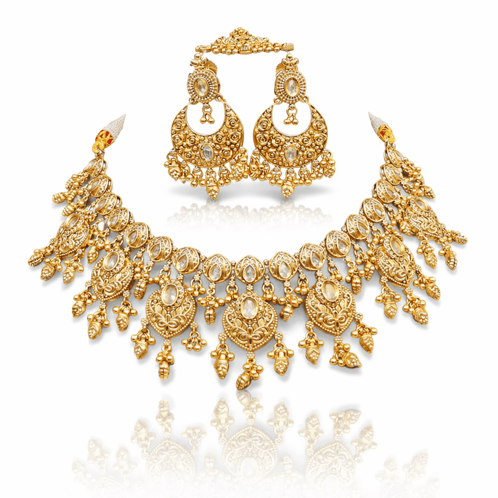 Antique Necklace 09439 - KRISHNA'S SWETA JEWELLERY