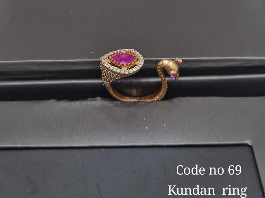 Kundan finger ring 00129