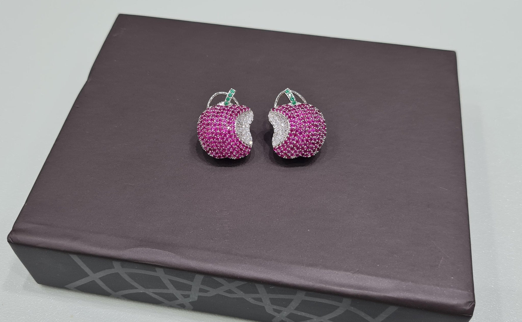 Cz apple Studs 01658 - KRISHNA'S SWETA JEWELLERY