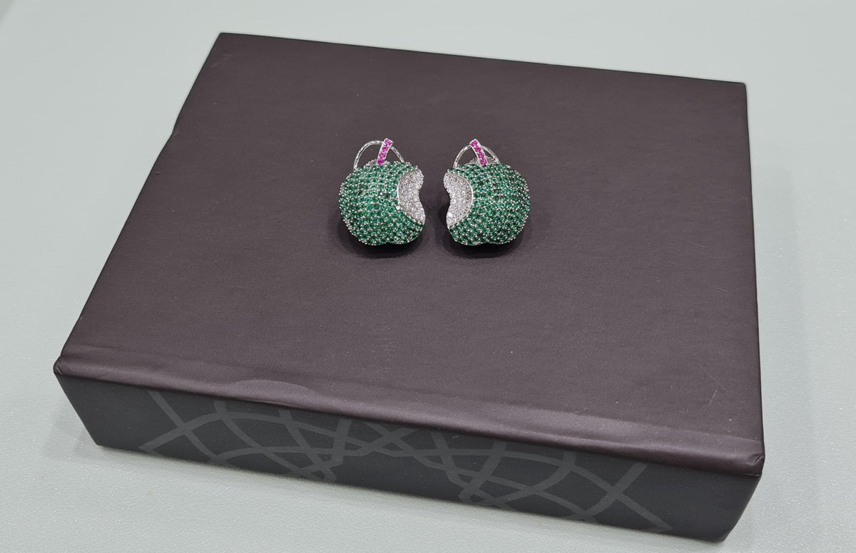 Cz apple Studs 01658 - KRISHNA'S SWETA JEWELLERY