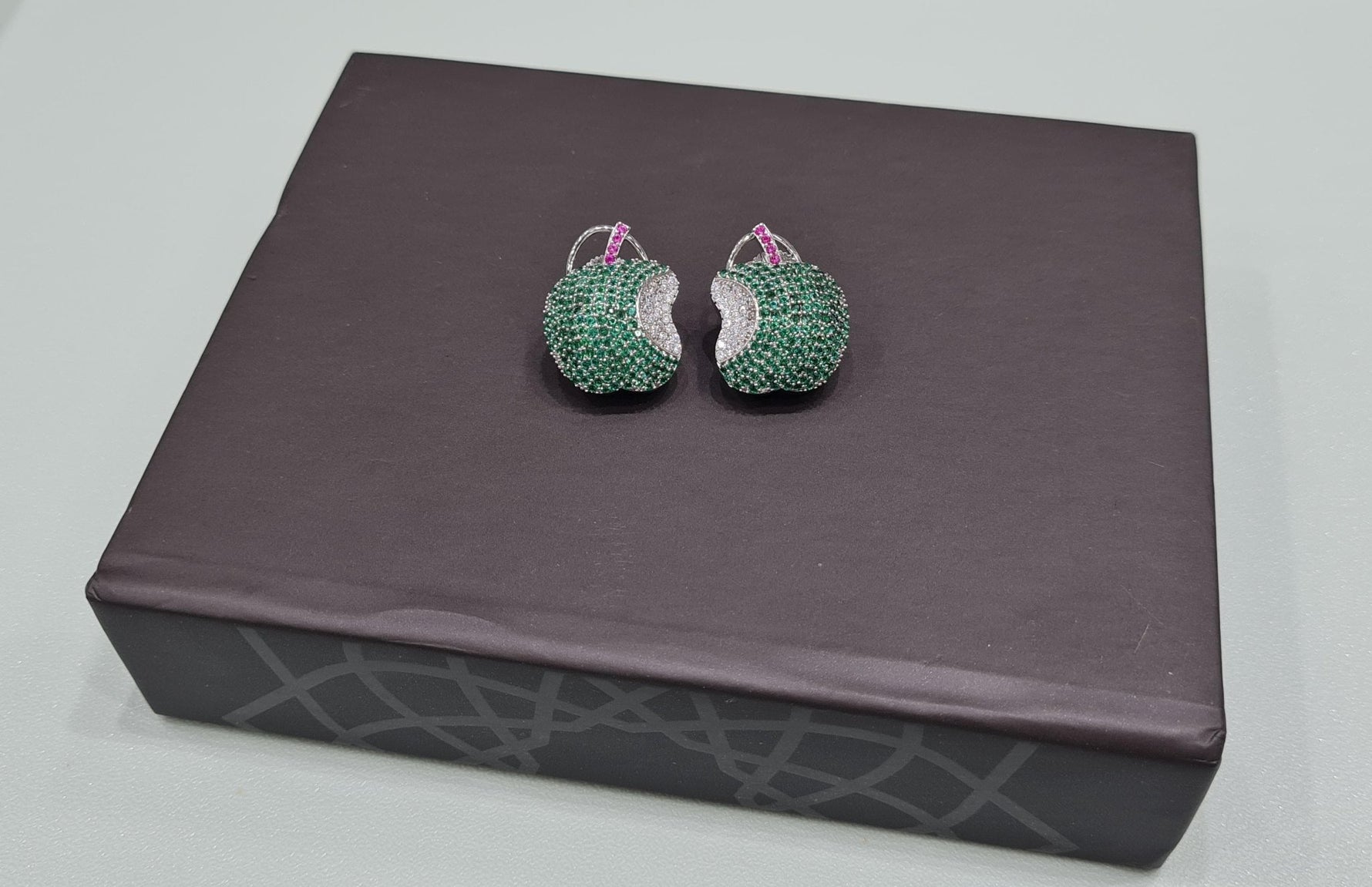 Cz apple Studs 01658 - KRISHNA'S SWETA JEWELLERY