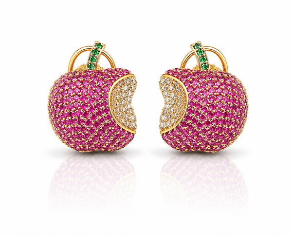 Cz apple Studs 01658 - KRISHNA'S SWETA JEWELLERY