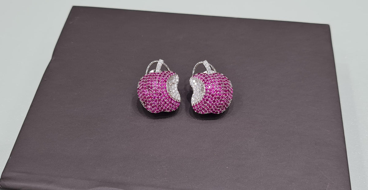 Cz apple Studs 01658 - KRISHNA'S SWETA JEWELLERY