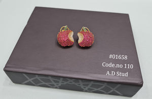 Cz apple Studs 01658 - KRISHNA'S SWETA JEWELLERY