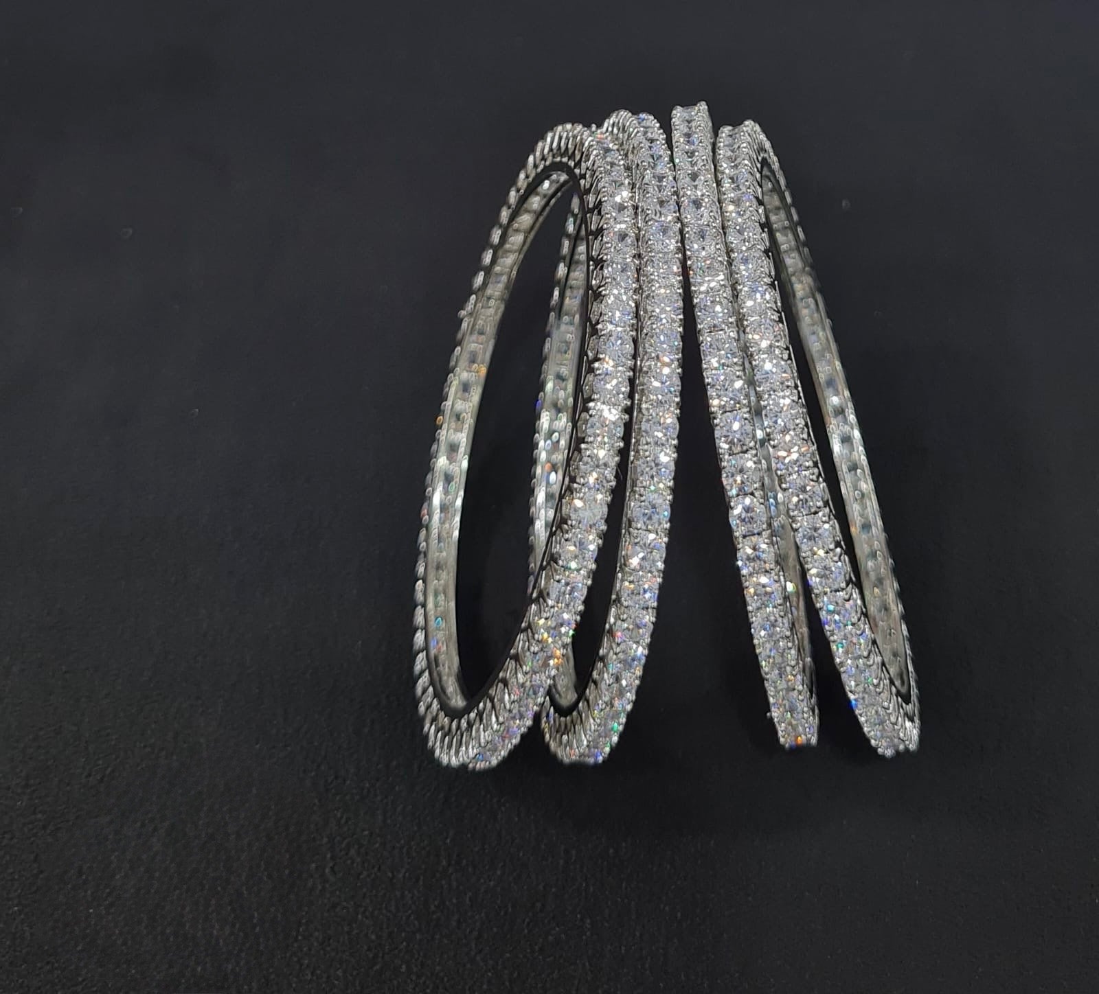 Cz Bangles 4mm Bangles 00486 - KRISHNA'S SWETA JEWELLERY