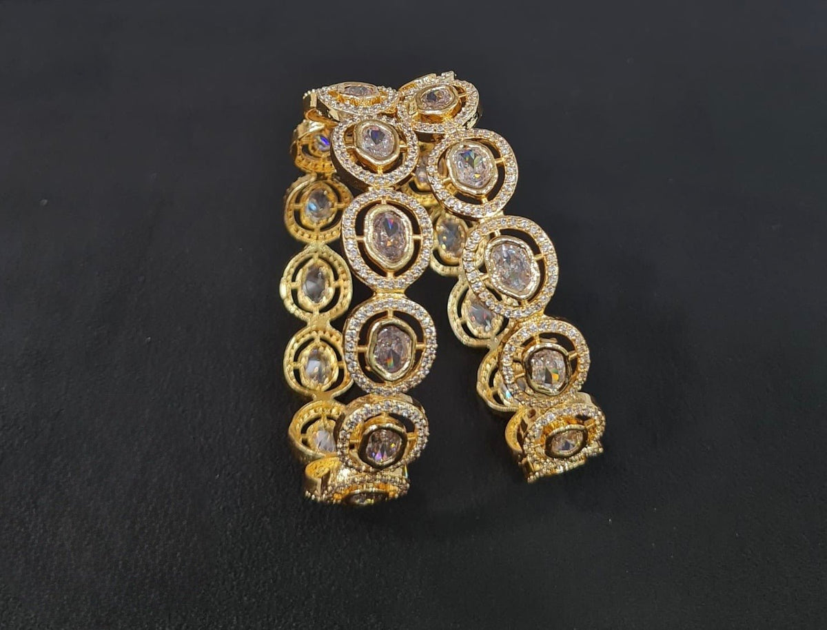 Cz Bangles Gold 09711 - KRISHNA'S SWETA JEWELLERY