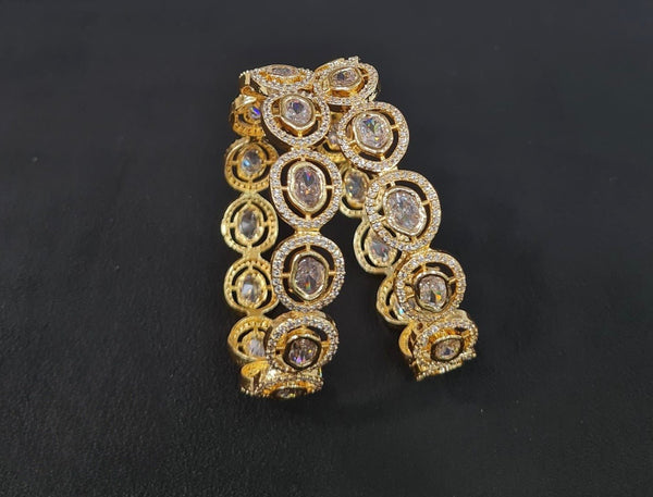 Cz Bangles Gold 09711 - KRISHNA'S SWETA JEWELLERY