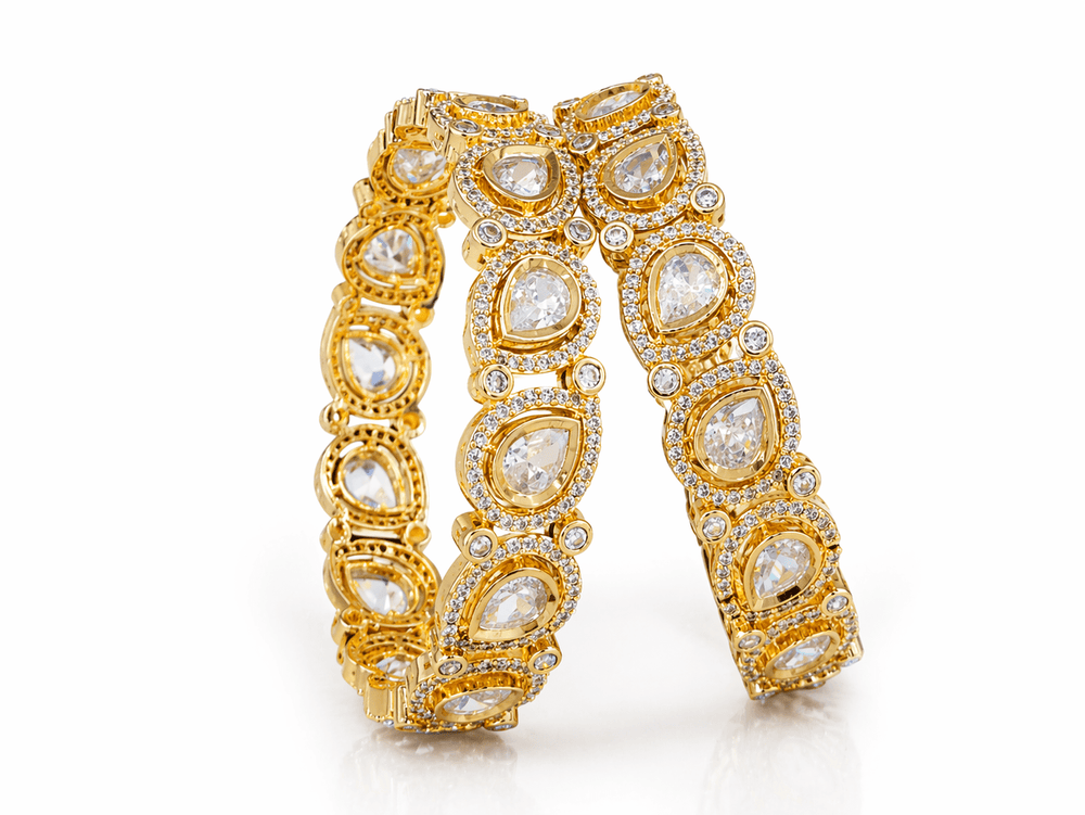 Cz Bangles Gold 09716 - KRISHNA'S SWETA JEWELLERY