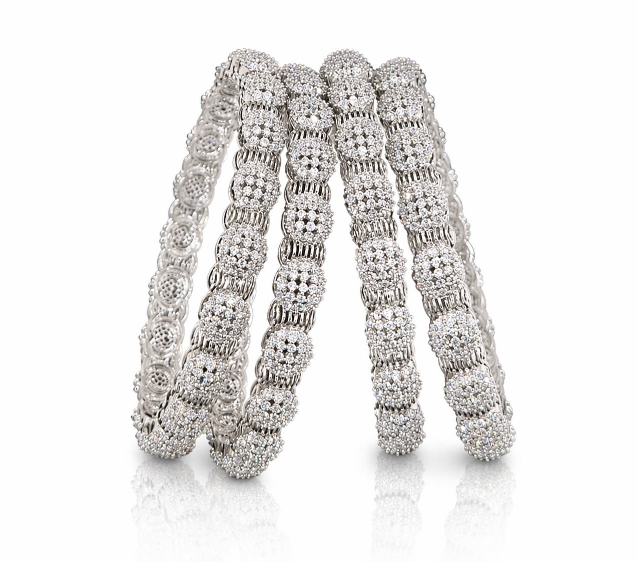 Cz Bangles Silver 09683 - KRISHNA'S SWETA JEWELLERY