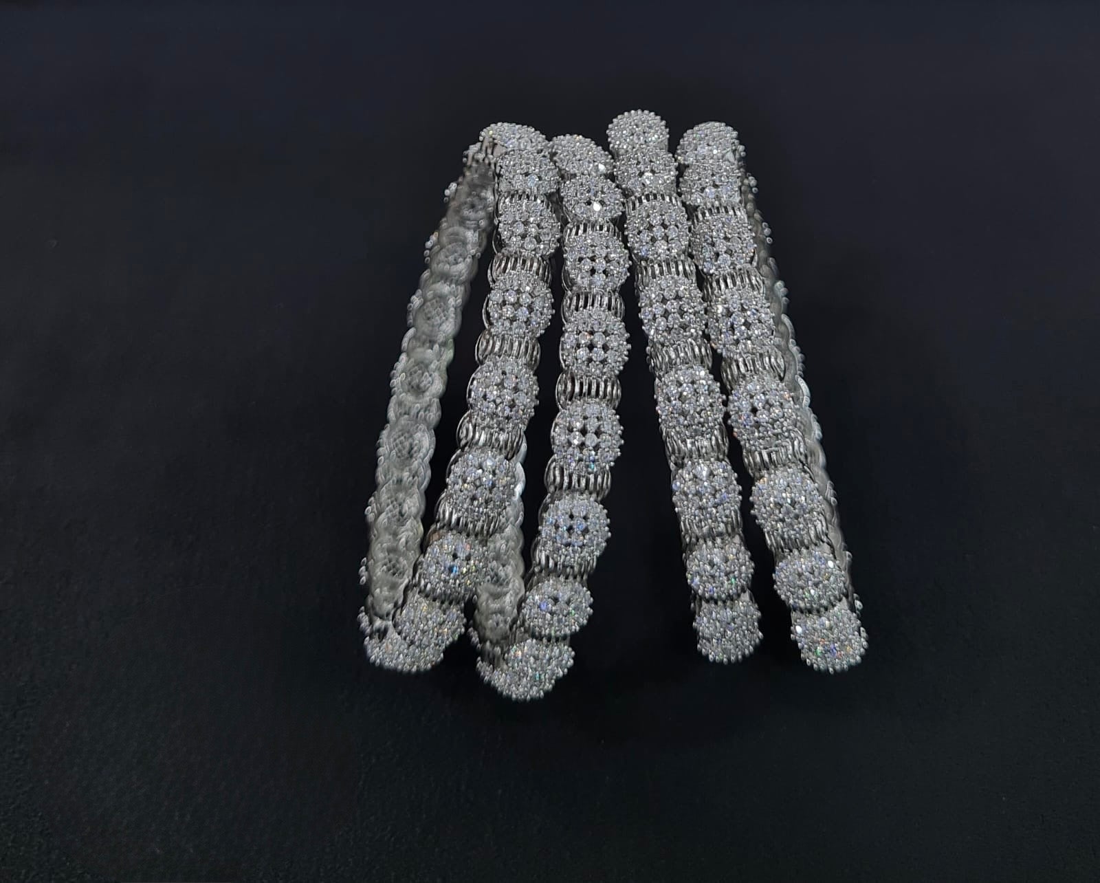 Cz Bangles Silver 09683 - KRISHNA'S SWETA JEWELLERY