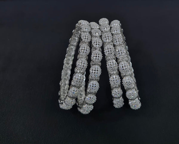 Cz Bangles Silver 09683 - KRISHNA'S SWETA JEWELLERY