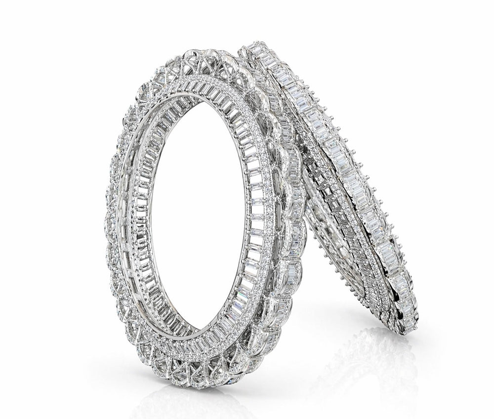 Cz Bangles Silver 09697 - KRISHNA'S SWETA JEWELLERY