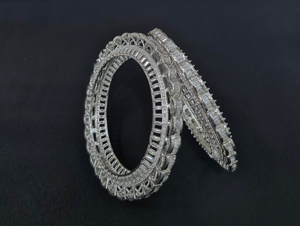 Cz Bangles Silver 09697 - KRISHNA'S SWETA JEWELLERY