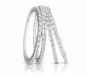 Cz Bangles Silver 09739 - KRISHNA'S SWETA JEWELLERY