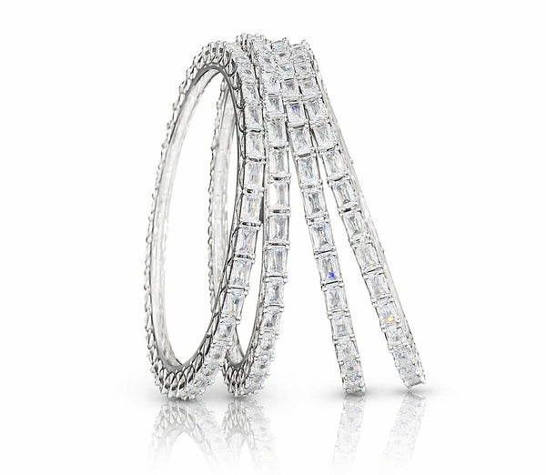 Cz Bangles Silver 09739 - KRISHNA'S SWETA JEWELLERY