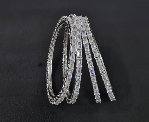 Cz Bangles Silver 09739 - KRISHNA'S SWETA JEWELLERY