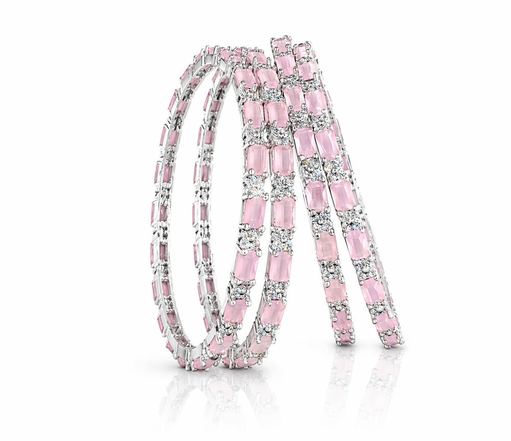 Cz Bangles Silver 09744 - KRISHNA'S SWETA JEWELLERY