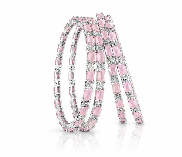 Cz Bangles Silver 09744 - KRISHNA'S SWETA JEWELLERY