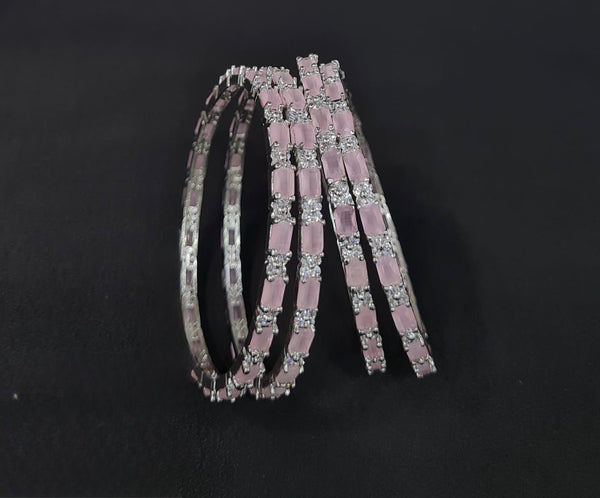 Cz Bangles Silver 09744 - KRISHNA'S SWETA JEWELLERY