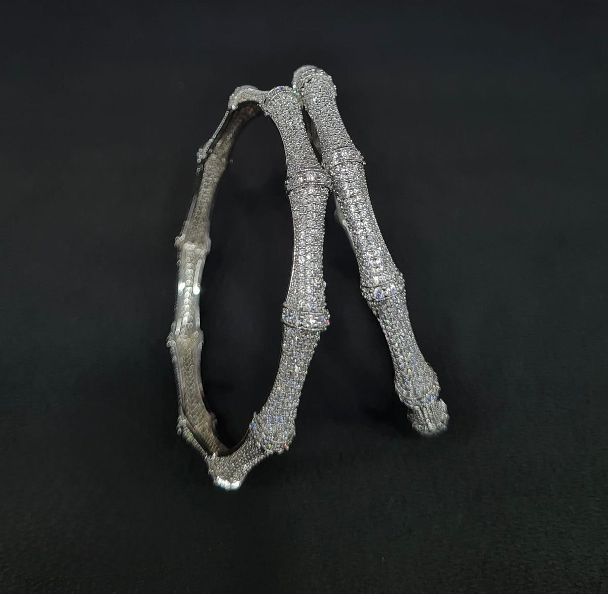 Cz Bangles Silver 09762 - KRISHNA'S SWETA JEWELLERY