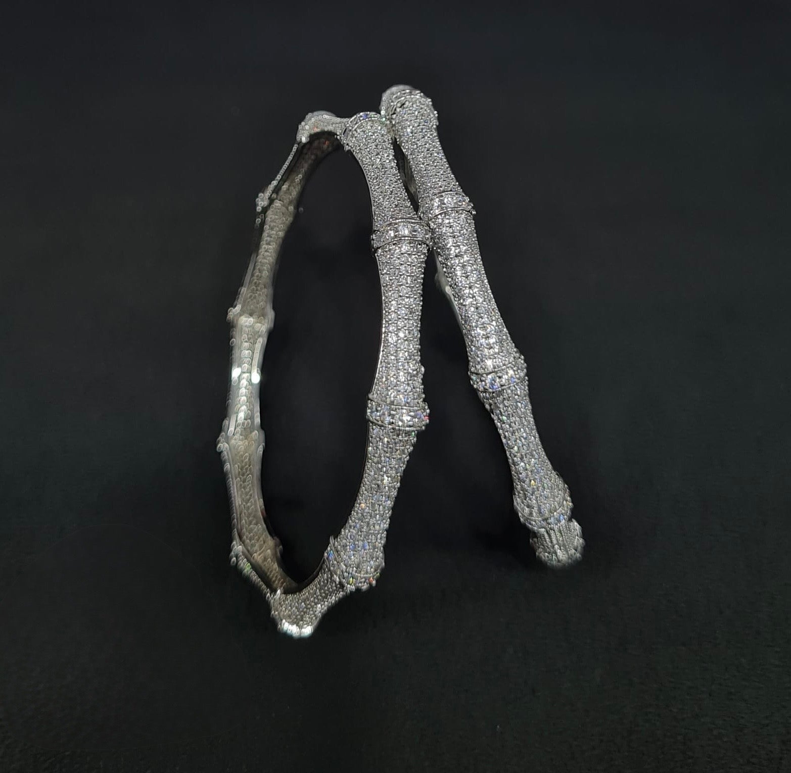 Cz Bangles Silver 09762 - KRISHNA'S SWETA JEWELLERY