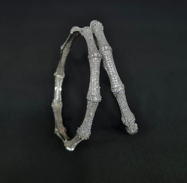 Cz Bangles Silver 09762 - KRISHNA'S SWETA JEWELLERY