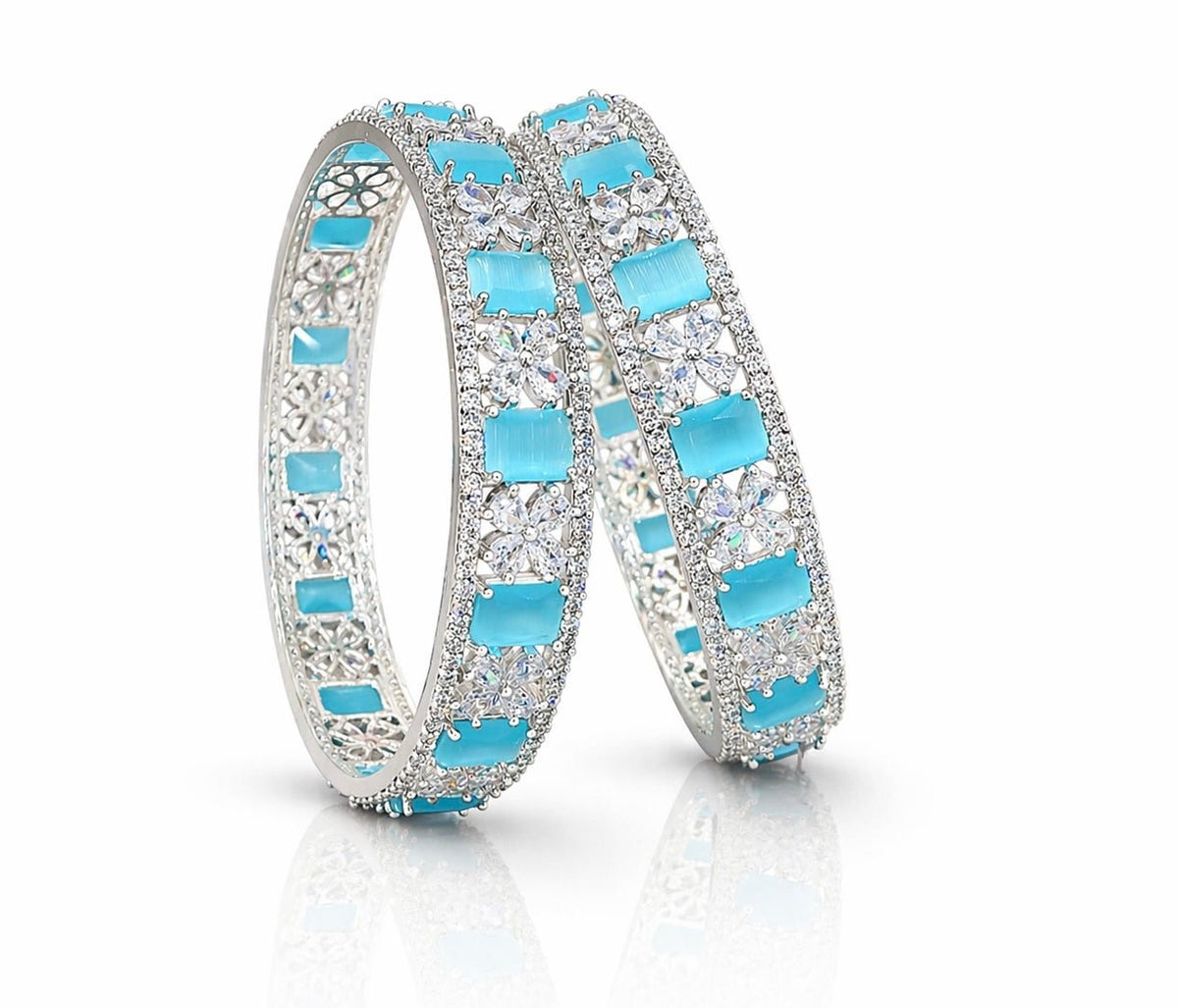 Cz Bangles Silver 09776 - KRISHNA'S SWETA JEWELLERY